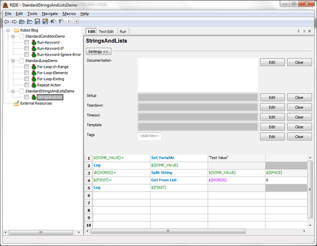 Editing Testcases with RIDE
