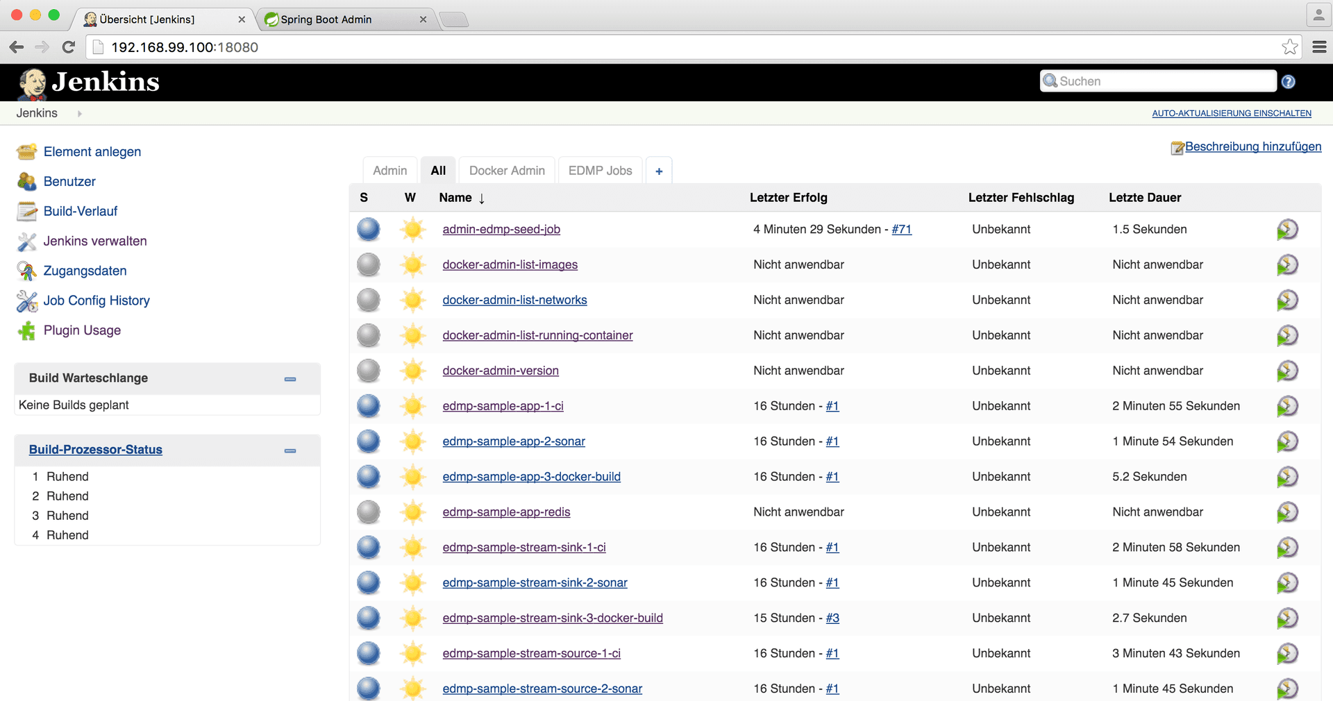 Screenshot Jenkins EDMP
