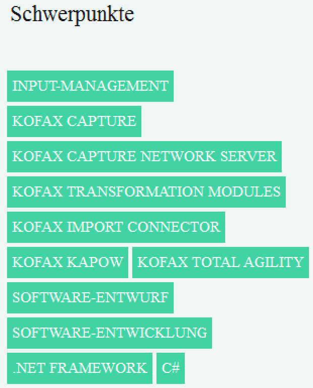 Skills on profile page