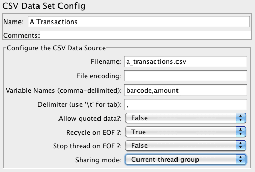 CSV Data Set Config set up