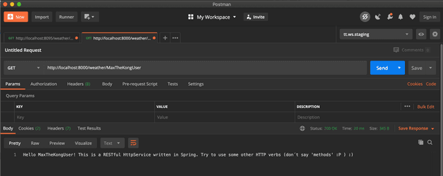 Service access with Postman