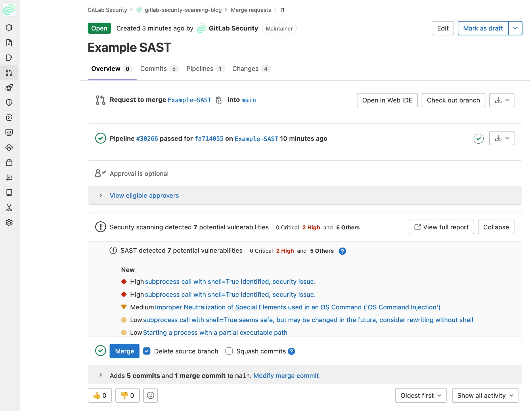 SAST Merge Request Security