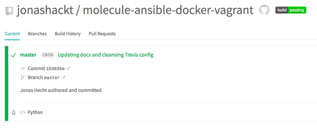 continuous infrastructure molecule ansible travisci joblog cron