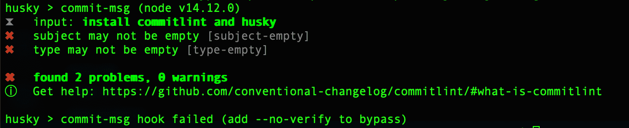 husky and commitling error message