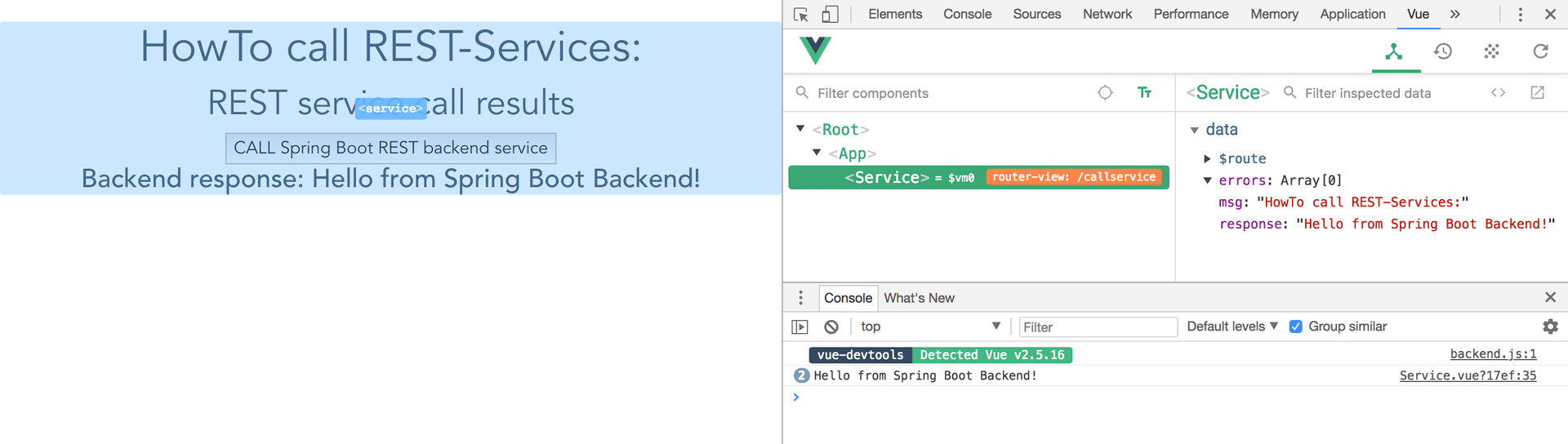 spring boot vuejs Vue.js Development extension in Chrome