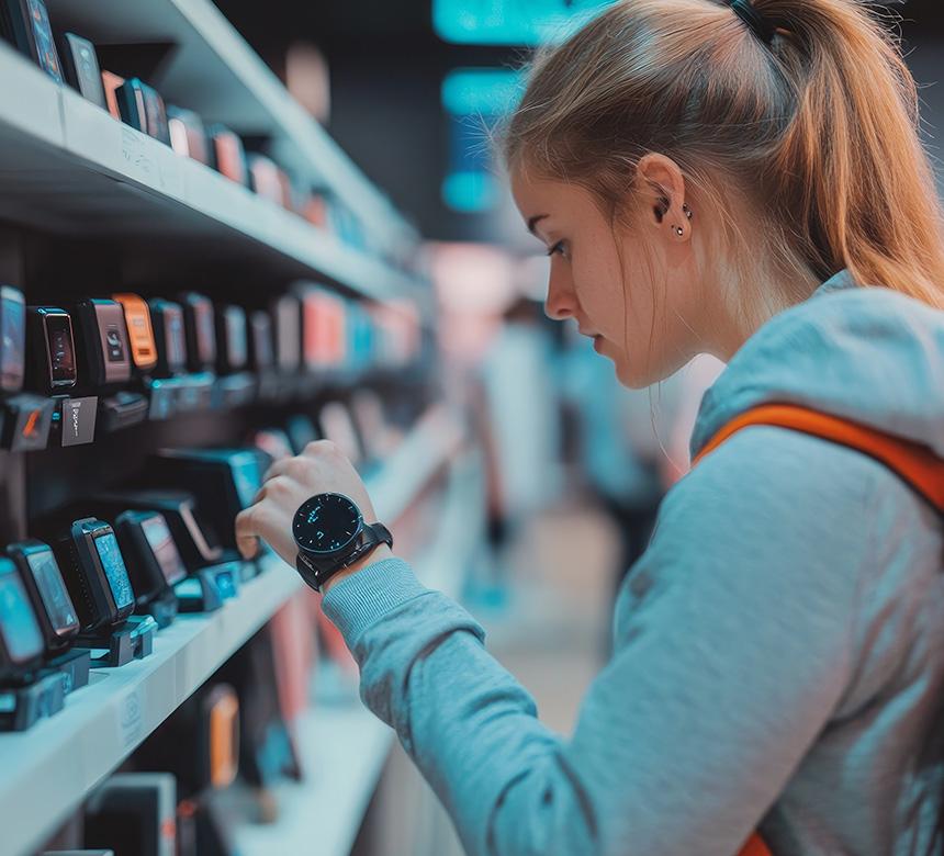 Young woman browsing in a store shelf