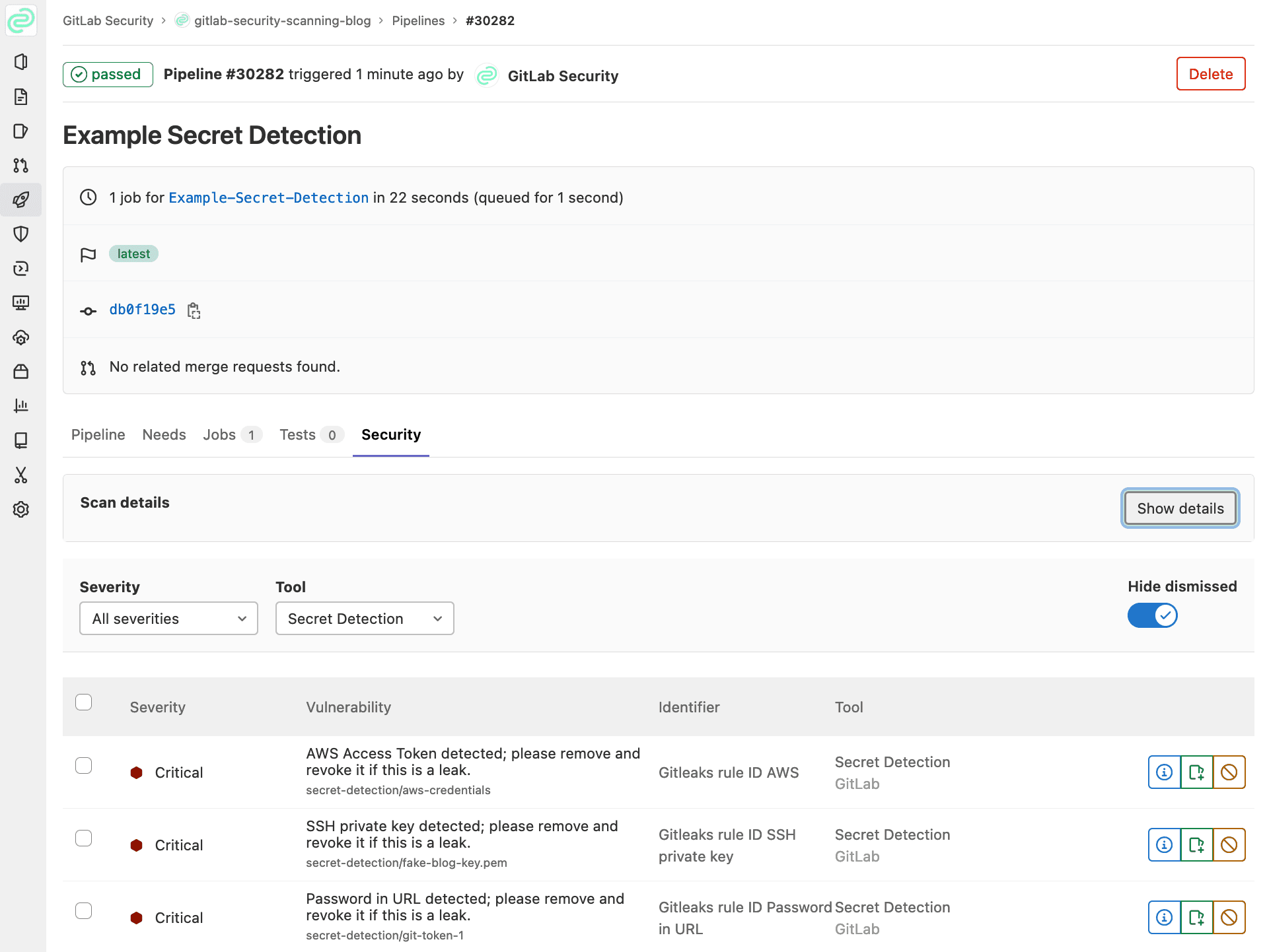 Secret Detection pipeline security