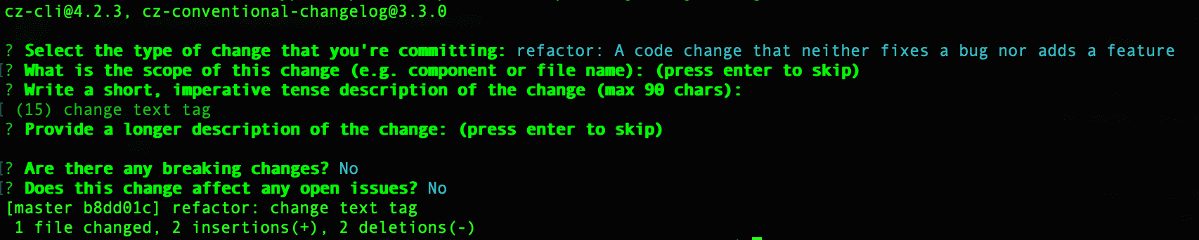 commitizen questions