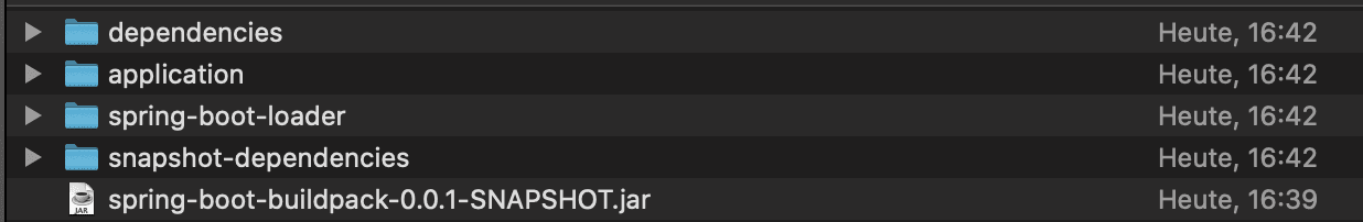 the extracted jar layers of our Spring Boot app
