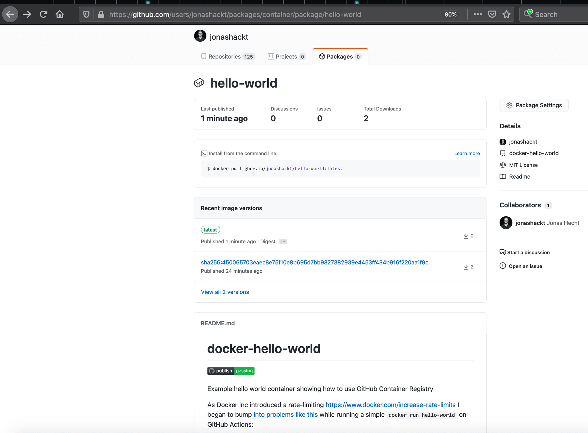 The image gets linked to the repository using the LABEL