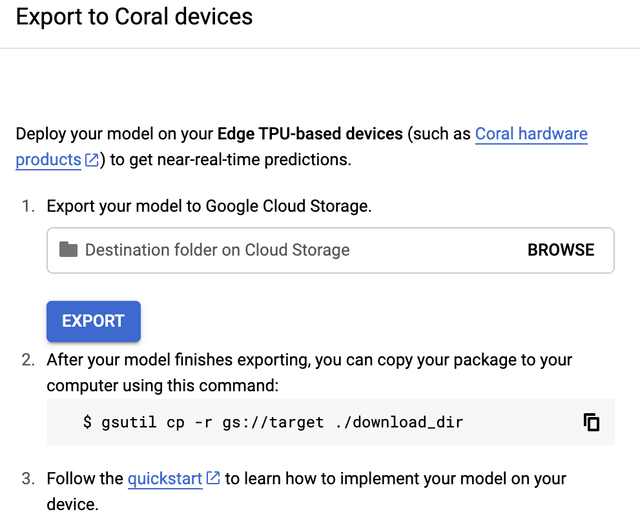 exporting a trained model in AutoML