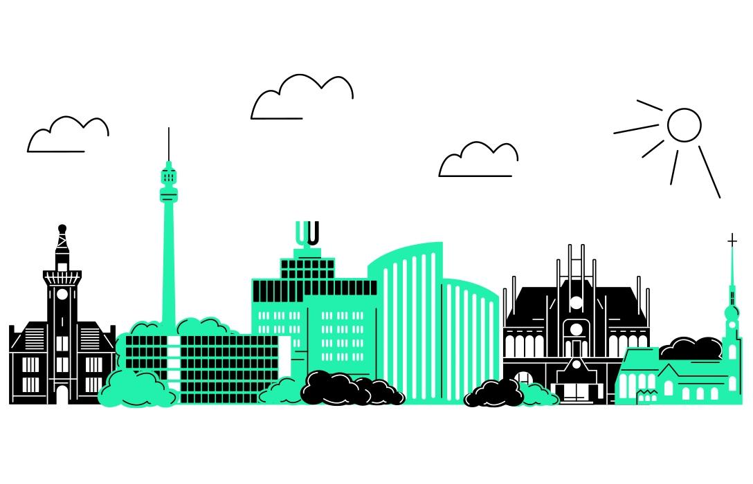  Illustrierte Skyline von Dortmund