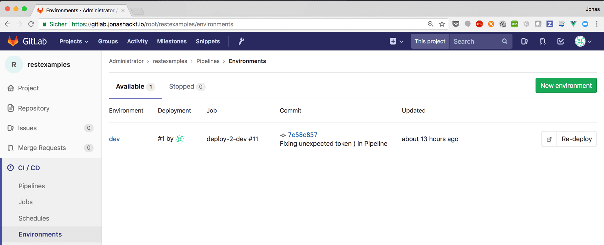 GitLab Environments overview