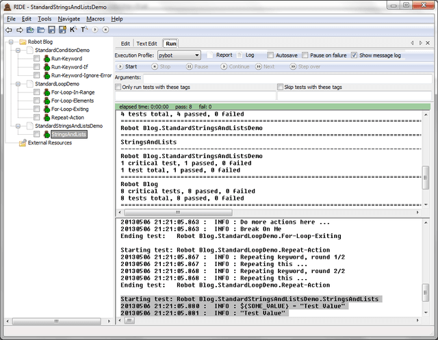 Executing Testcases from RIDE