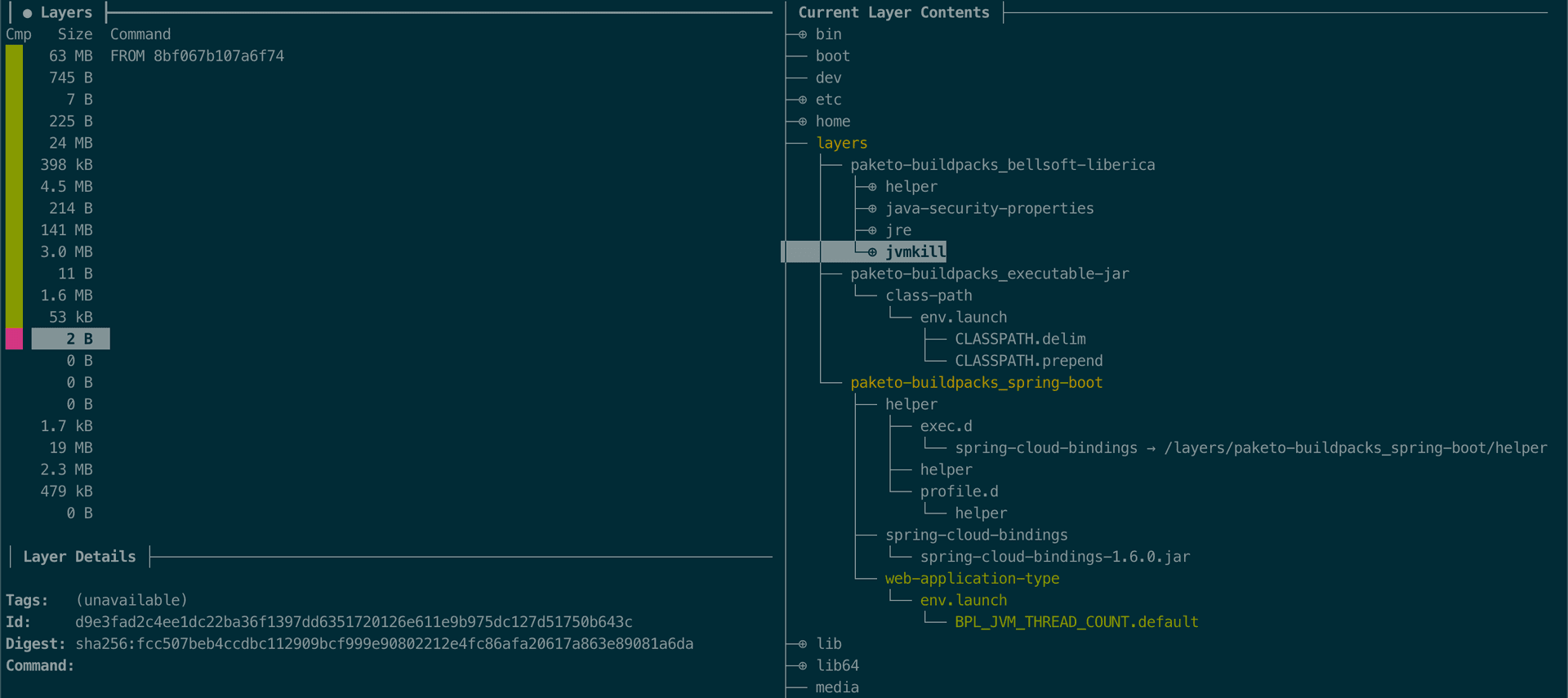 dive container layers without layered jars feature