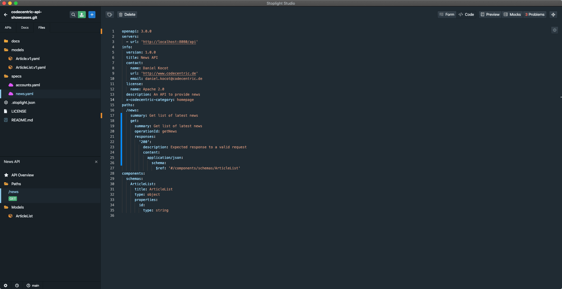 Stoplight Studio Code Editor